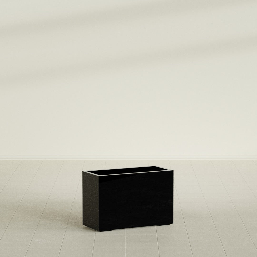 Tolga Large Rectangle Fiberglass Planter - 36 in x 16 in x 24 in - Gloss Black - Gloss Black,36 in x 16 in x 24 in