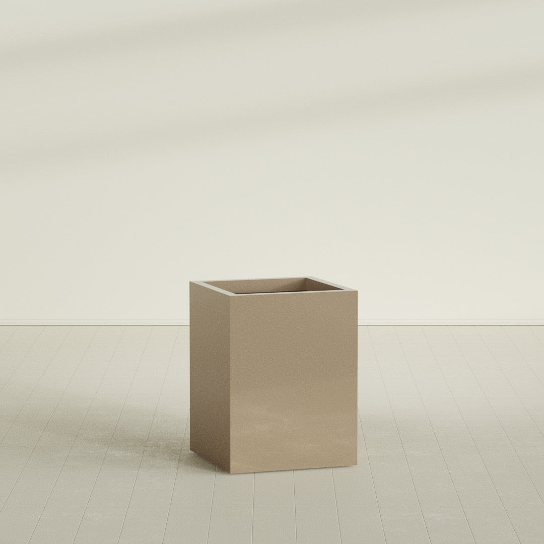 Brisbane Large Rectangle Fiberglass Planter - 24 in x 24 in x 32 in - Metallic Gold - Metallic Gold,24 in x 24 in x 32 in