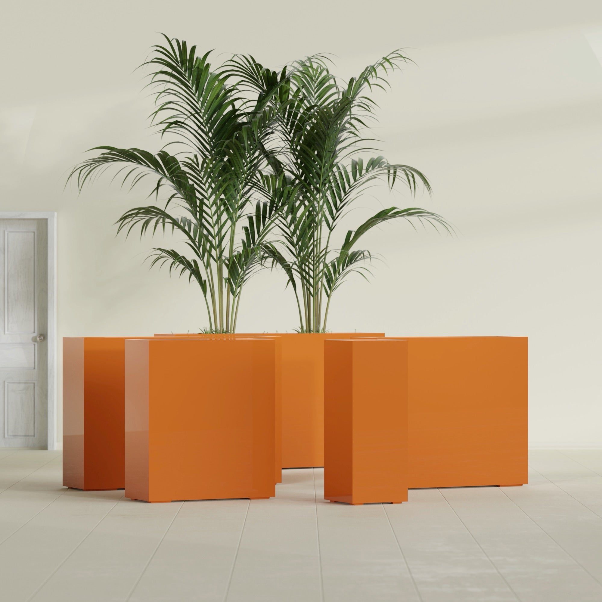 Perth Extra Large Long Rectangle Fiberglass Planter - 48 in x 16 in x 42 in - Gloss Tangerine - Gloss Tangerine,48 in x 16 in x 42 in