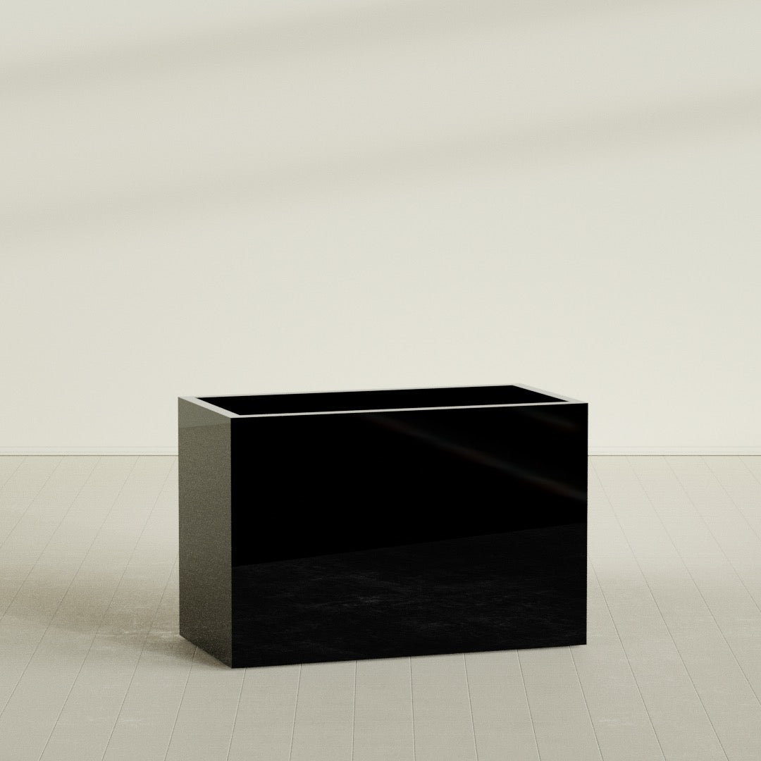 Brisbane Extra Large Long Rectangle Fiberglass Planter - 48 in x 24 in x 32 in - Gloss Black - Gloss Black,48 in x 24 in x 32 in