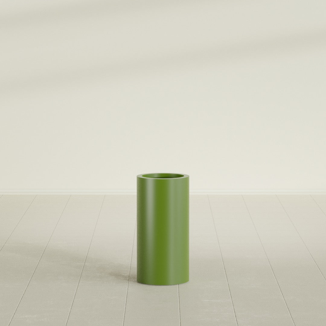 Corry Medium Tall Cylinder Fiberglass Planter - 10 in x 10 in x 20 in - Satin Green - Satin Green,10 in x 10 in x 20 in
