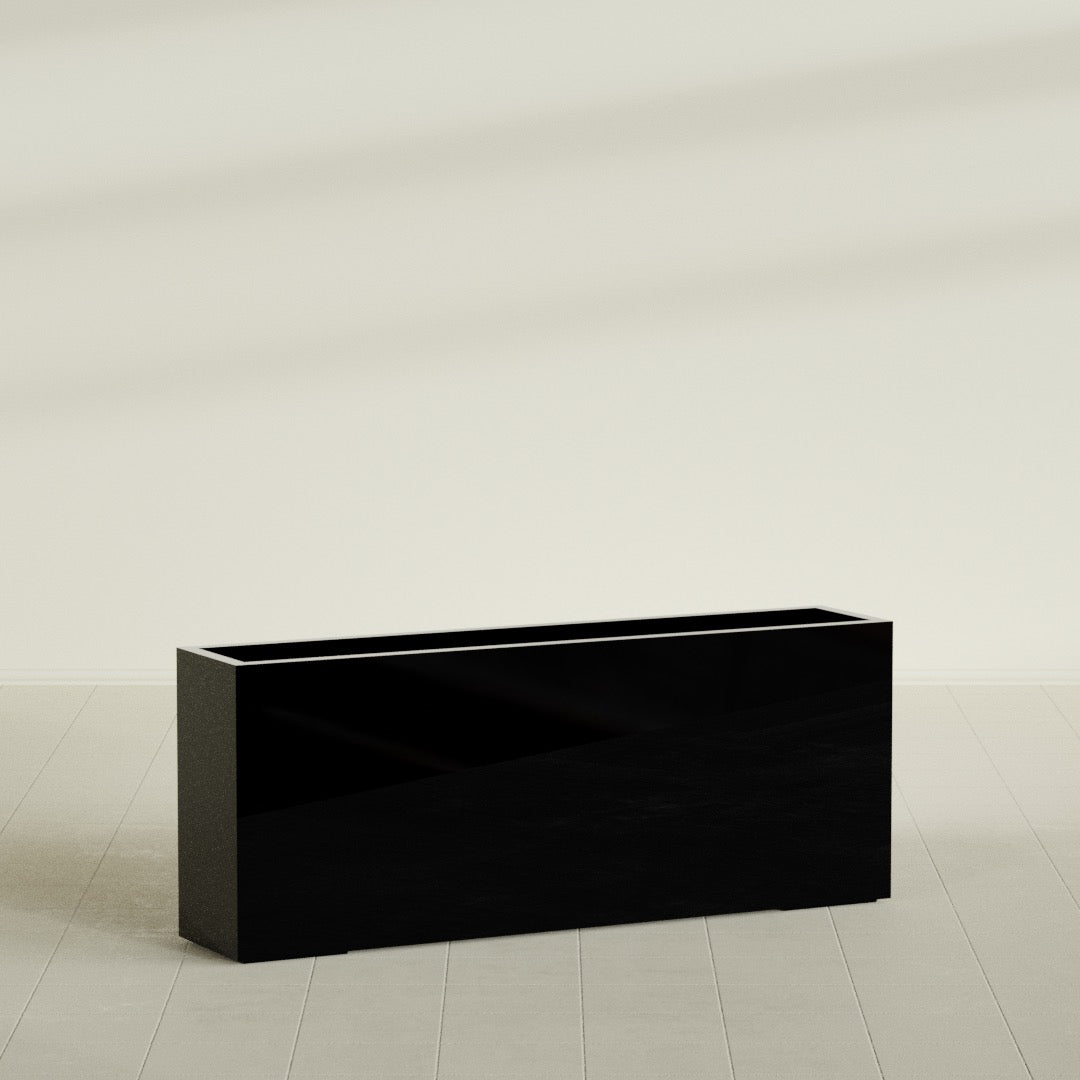 Hollywood Extra Large Narrow Rectangle Fiberglass Planter - 60 in x 12 in x 24 in - Gloss Black - Gloss Black,60 in x 12 in x 24 in