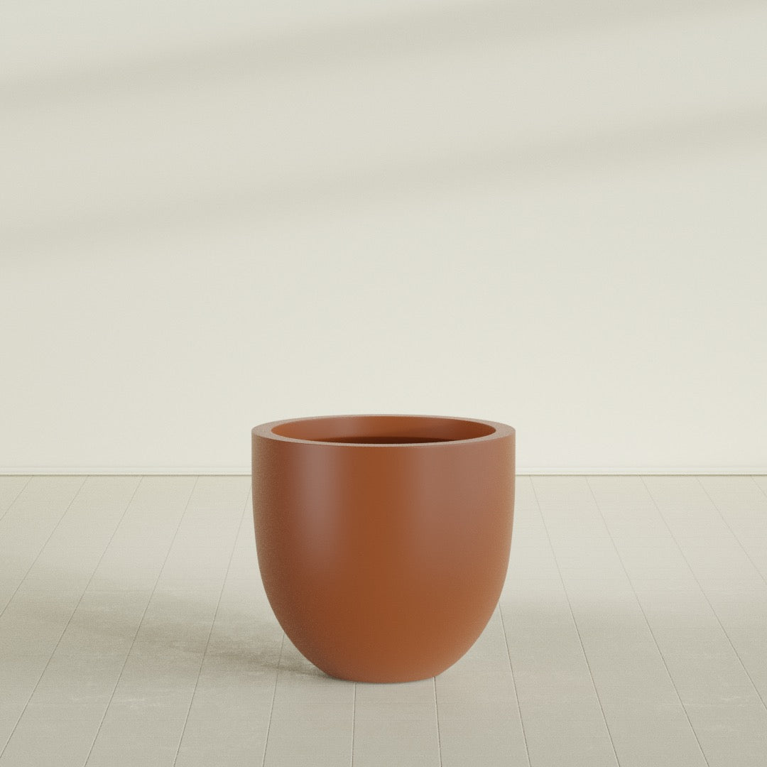 Alzira Large Round Fiberglass Planter - 30 in x 30 in x 28 in - Matte Terracotta - Matte Terracotta,30 in x 30 in x 28 in