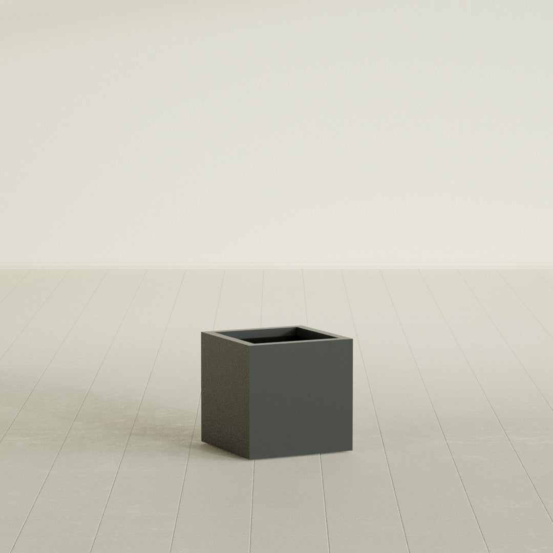 Montroy Small Cube Square Fiberglass Planter - 16 in x 16 in x 16 in - Matte Charcoal - Matte Charcoal,16 in x 16 in x 16 in