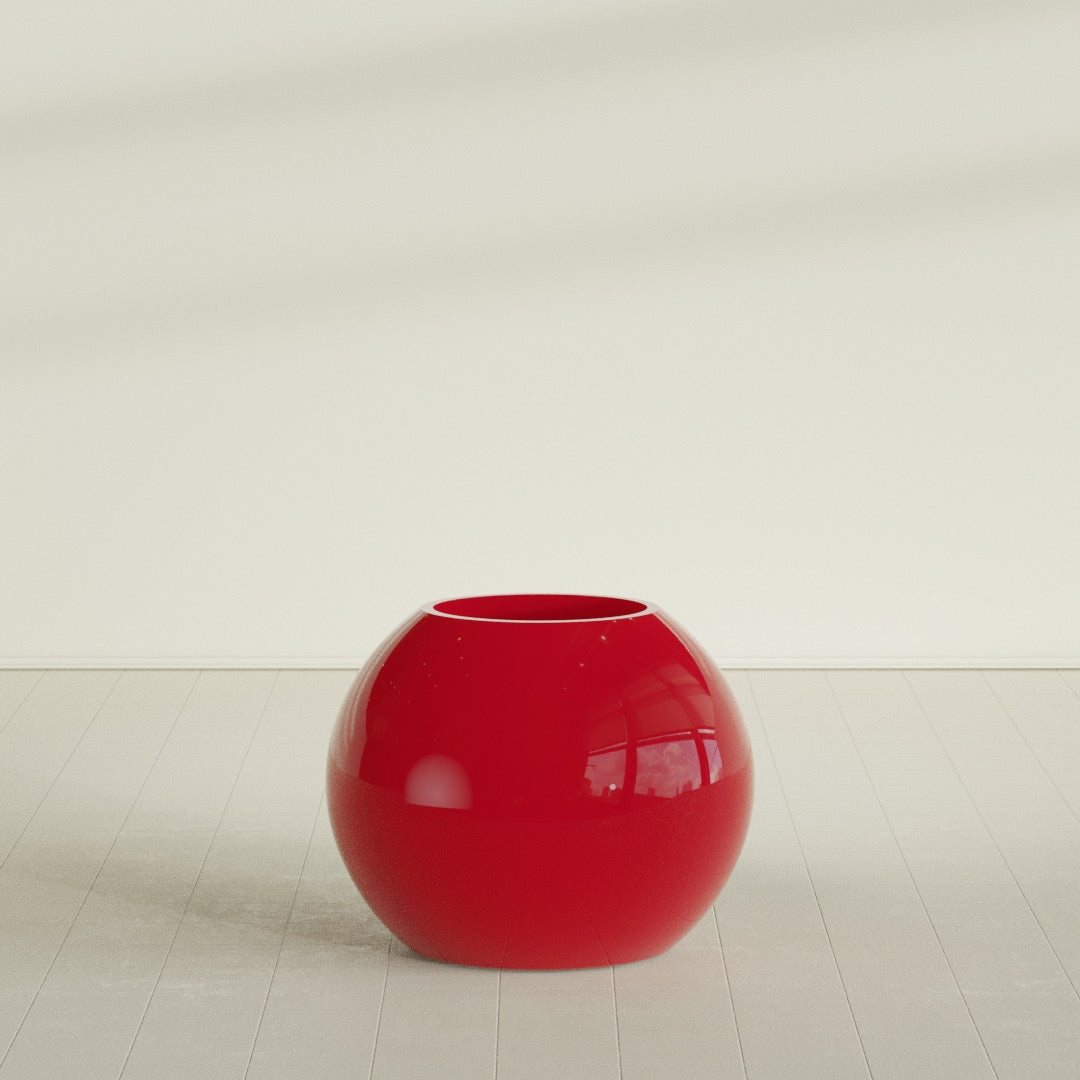Globe Large Sphere Fiberglass Planter - 30 in x 30 in x 24 in - Gloss Red - Gloss Red,30 in x 30 in x 24 in