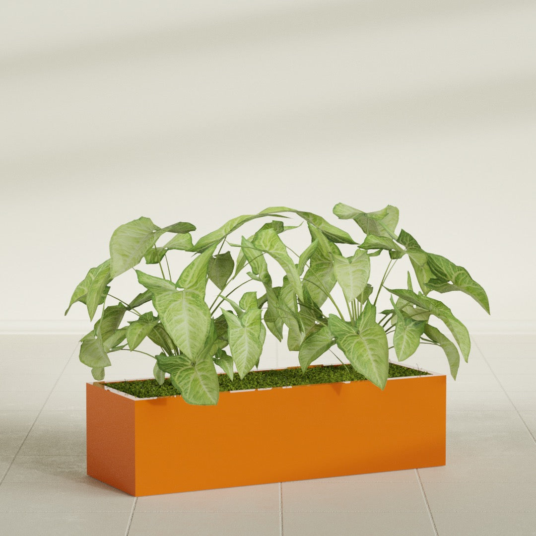 Reade Small Tabletop Rectangle Fiberglass Planter - 18 in x 6.5 in x 5 in - Gloss Tangerine - Gloss Tangerine,18.5 in x 6.5 in x 5 in