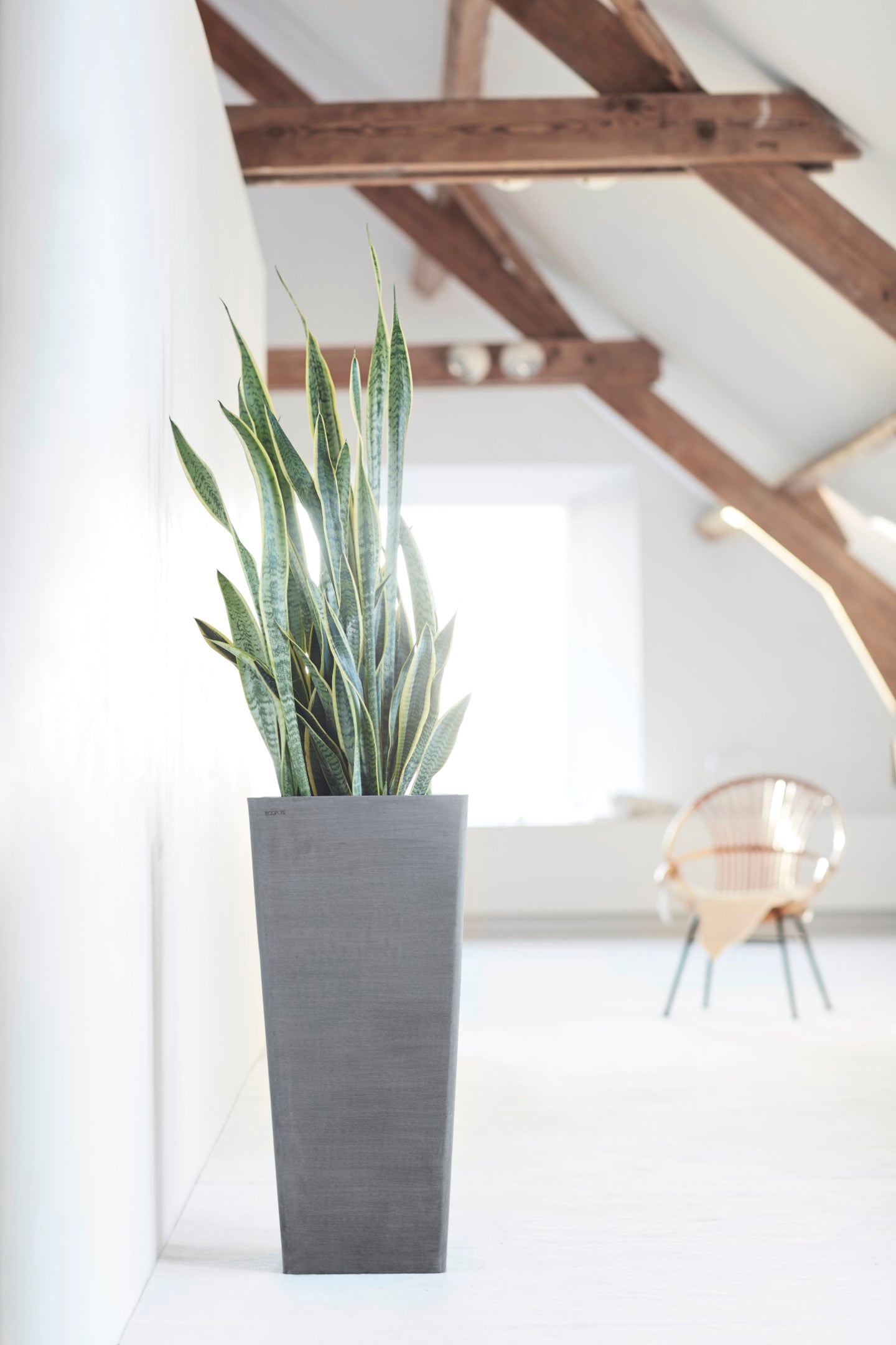 Rotterdam Medium Tall Square Planter - 12.6 in x 12.6 in x 27.5 in - Grey - Grey,12.5 in x 12.5 in x 27.5 in,Planter Only