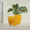 Alicante Medium Round Fiberglass Planter - 22 in x 22 in x 27 in - Gloss Saffron - Gloss Saffron,22 in x 22 in x 27 in