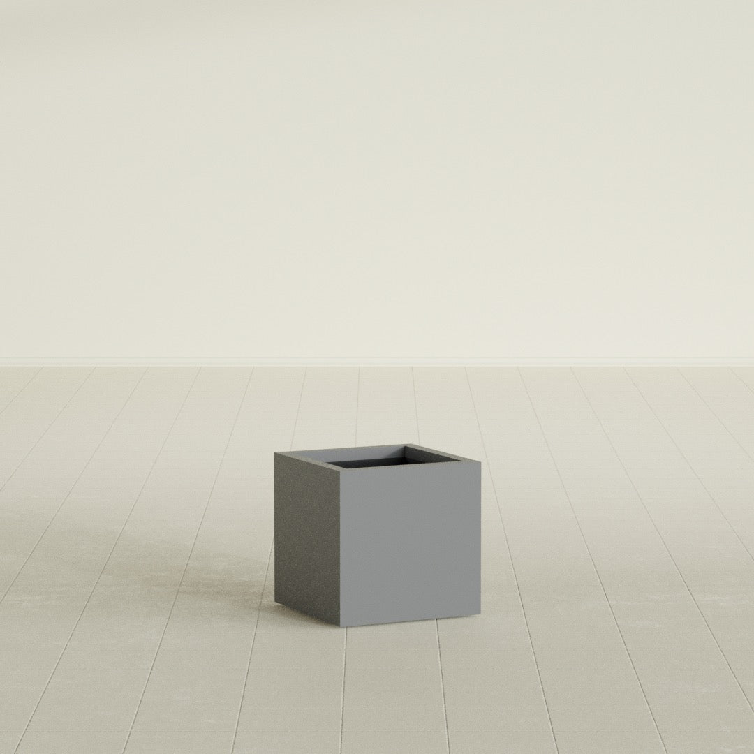 Montroy Small Cube Square Fiberglass Planter - 16 in x 16 in x 16 in - Metallic Gunmetal - Metallic Gunmetal,16 in x 16 in x 16 in