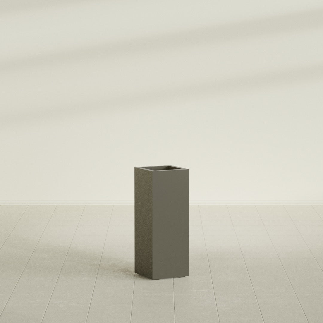 Delray Large Tall Rectangle Fiberglass Planter - 12 in x 12 in x 32 in - Matte Bronze - Matte Bronze,12 in x 12 in x 32 in