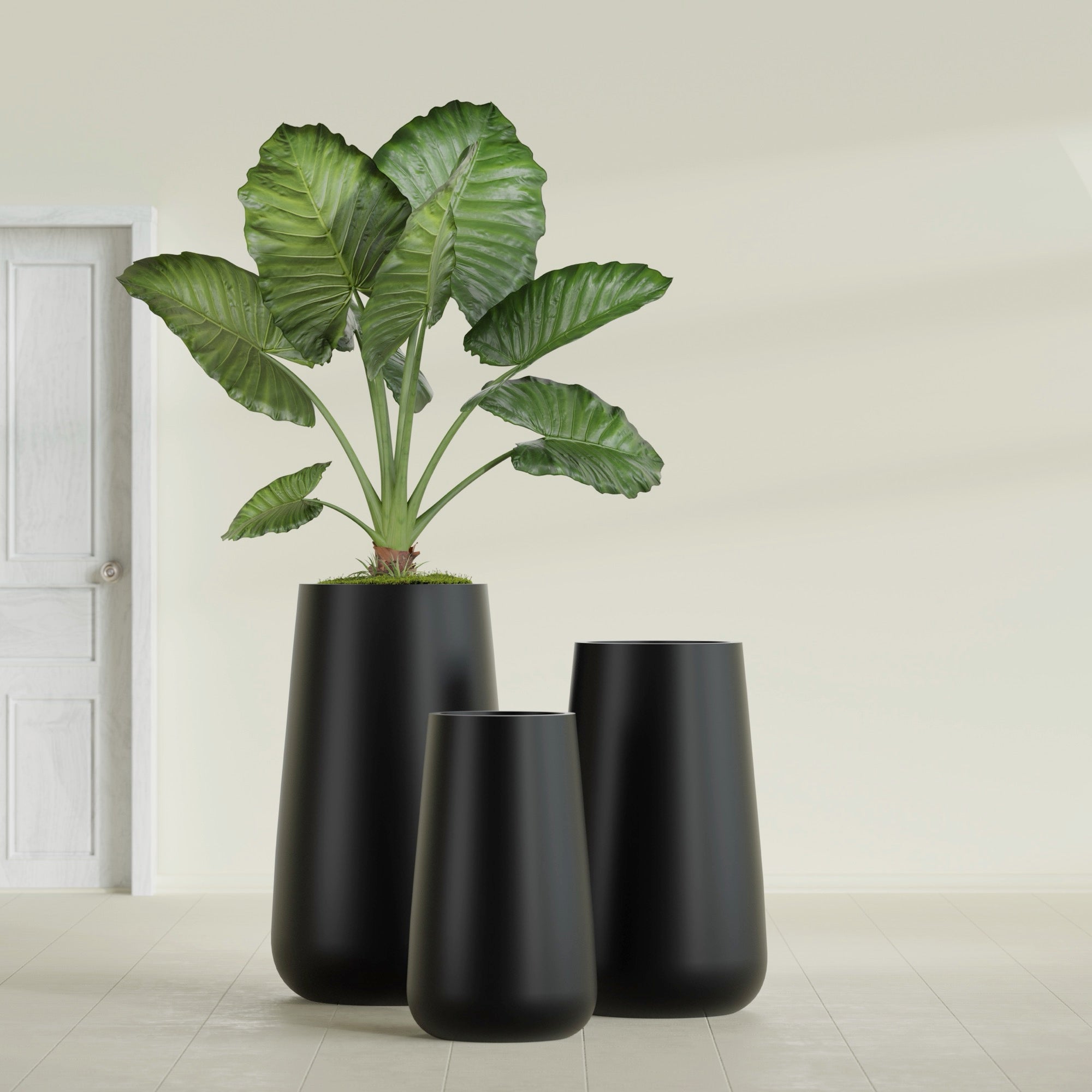 Saigon Extra Large Tapered Round Planter - 19 in x 24 in x 42 in - Matte Black - Matte Black,19.2 in x 24.2 in x 42 in