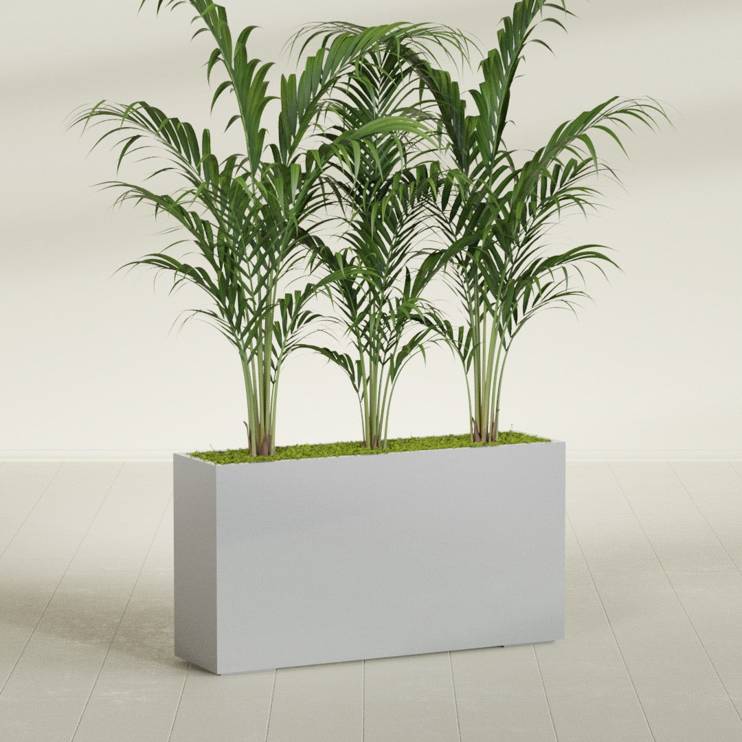 Potsdam Extra Large Long Rectangle Fiberglass Planter - 60 in x 16 in x 32 in - Metallic Silver - Metallic Silver,60 in x 16 in x 32 in