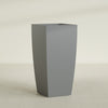 Toulan Extra Large Tall Tapered Square Fiberglass Planter - 23 in x 23 in x 48 in - Metallic Gunmetal - Metallic Gunmetal,23 in x 23 in x 48 in