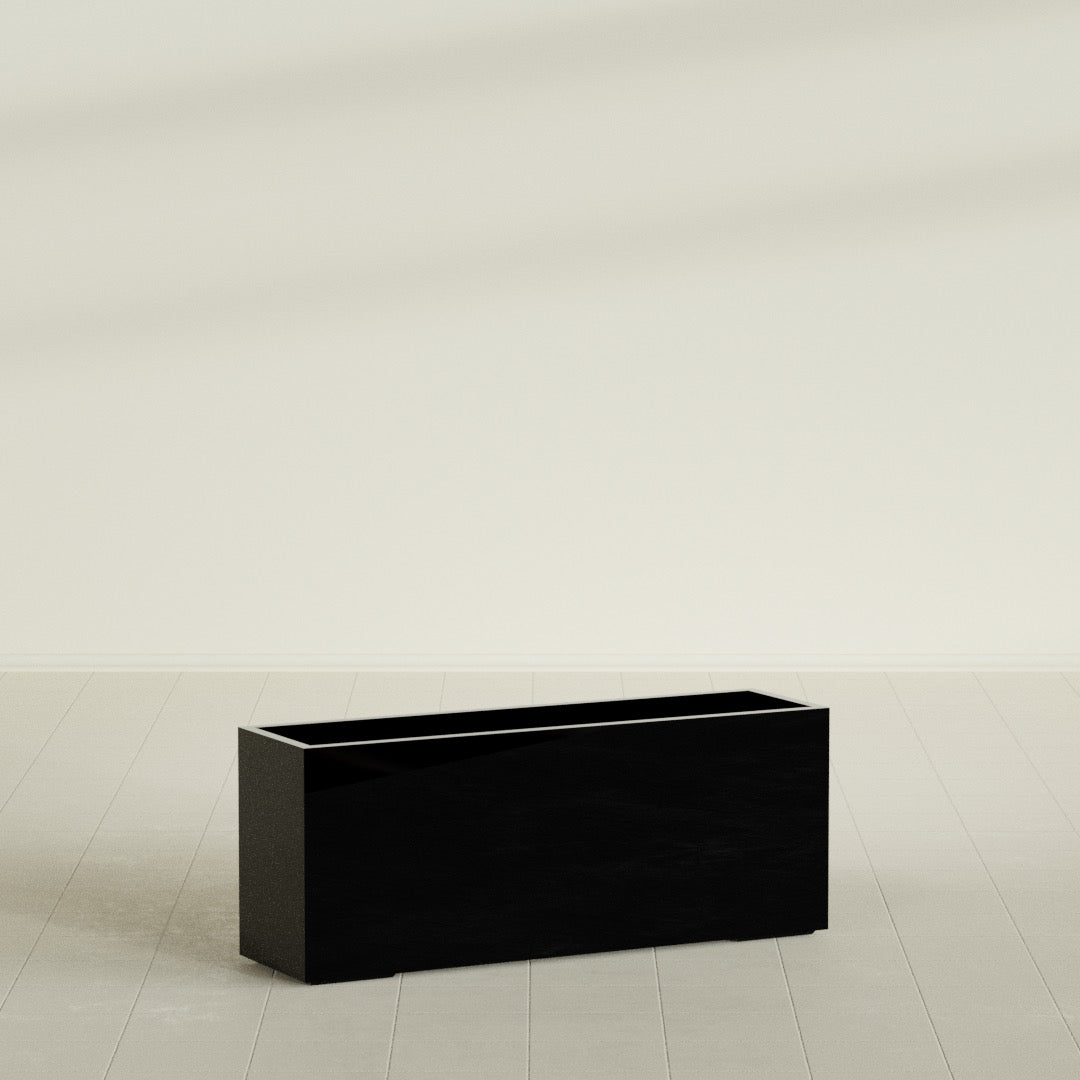 Tolga Extra Large Long Rectangle Fiberglass Planter - 60 in x 16 in x 24 in - Gloss Black - Gloss Black,60 in x 16 in x 24 in