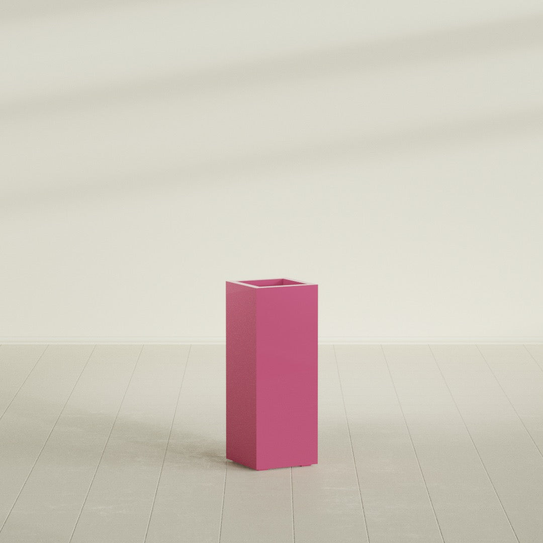 Delray Large Tall Rectangle Fiberglass Planter - 12 in x 12 in x 32 in - Gloss Pink Violet - Gloss Pink Violet,12 in x 12 in x 32 in