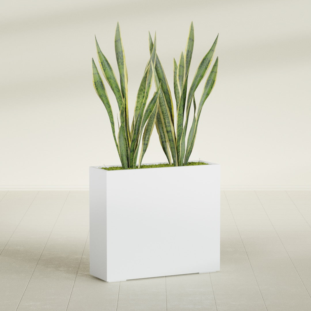 Perth Extra Large Long Rectangle Fiberglass Planter - 48 in x 16 in x 42 in - Gloss White - Gloss White,48 in x 16 in x 42 in