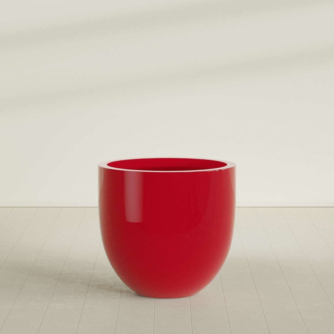 Alzira Large Round Fiberglass Planter - 36 in x 36 in x 34 in - Gloss Red - Gloss Red,36 in x 36 in x 34 in