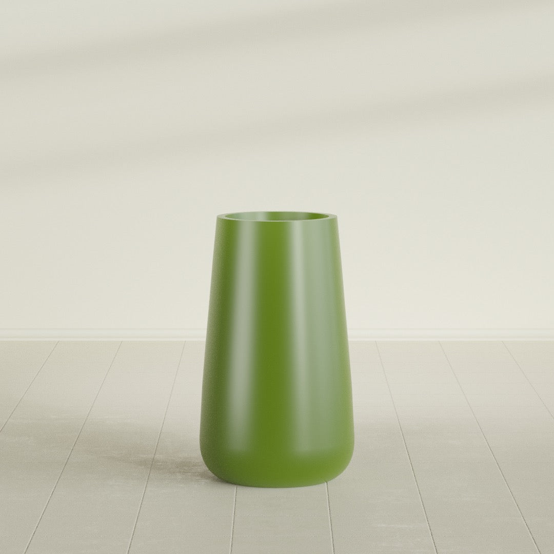 Saigon Extra Large Tapered Round Planter - 19 in x 24 in x 42 in - Satin Green - Satin Green,19.2 in x 24.2 in x 42 in