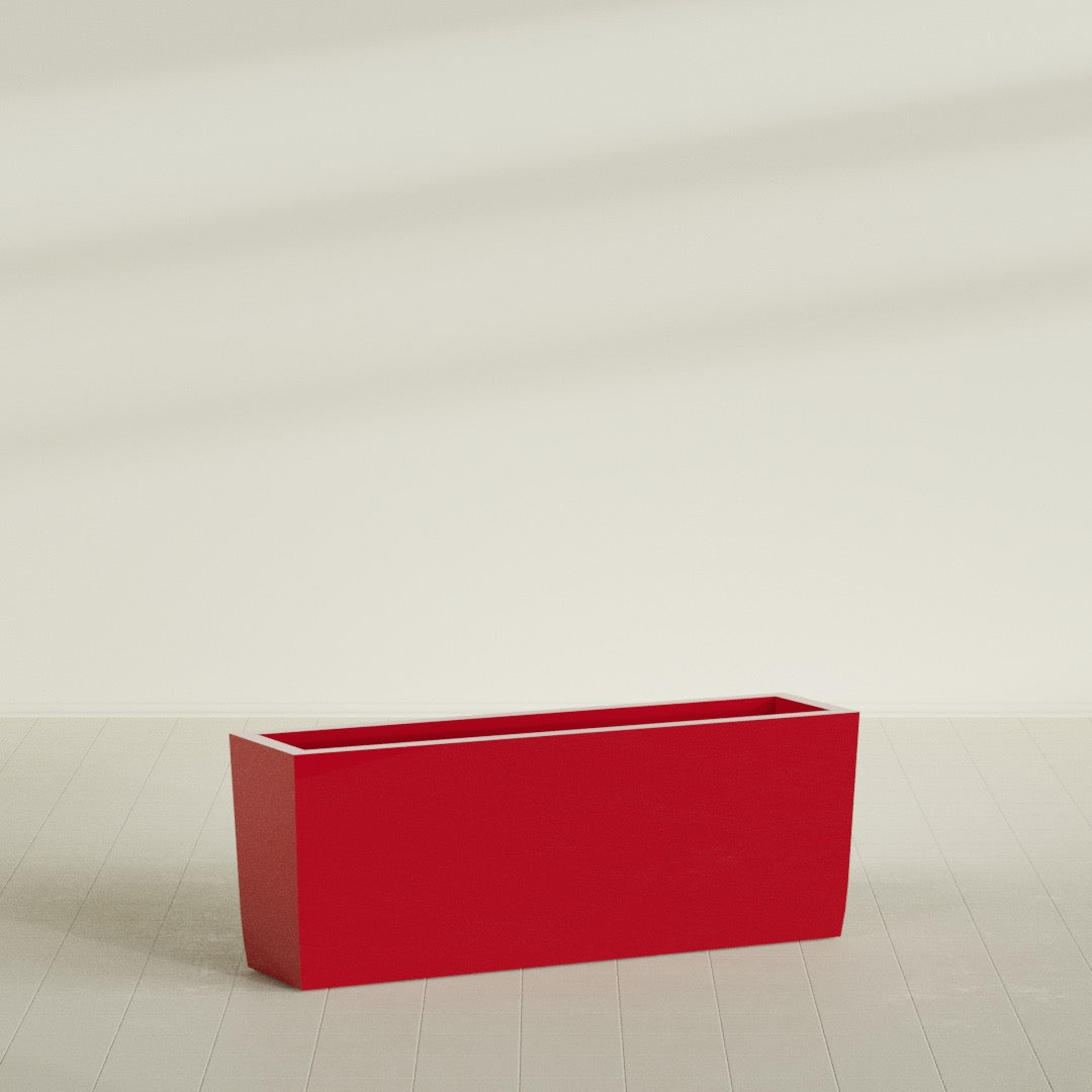 Panama Extra Large Long Rectangle Fiberglass Planter - 48 in x 12 in x 18 in - Gloss Red - Gloss Red,48 in x 12 in x 18 in