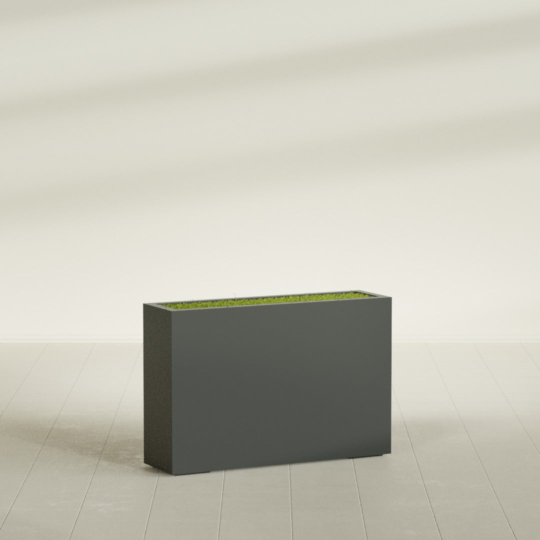 Milano Large Narrow Rectangle Fiberglass Planter - 36 in x 10 in x 24 in - Matte Charcoal - Matte Charcoal,36 in x 10 in x 24 in
