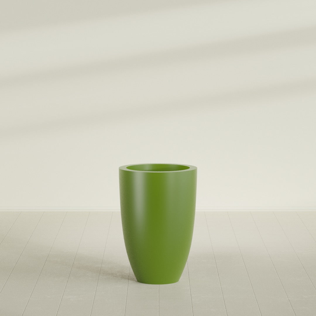 Brannan Large Round Fiberglass Planter - 24 in x 24 in x 35 in - Satin Green - Satin Green,24 in x 24 in x 35 in