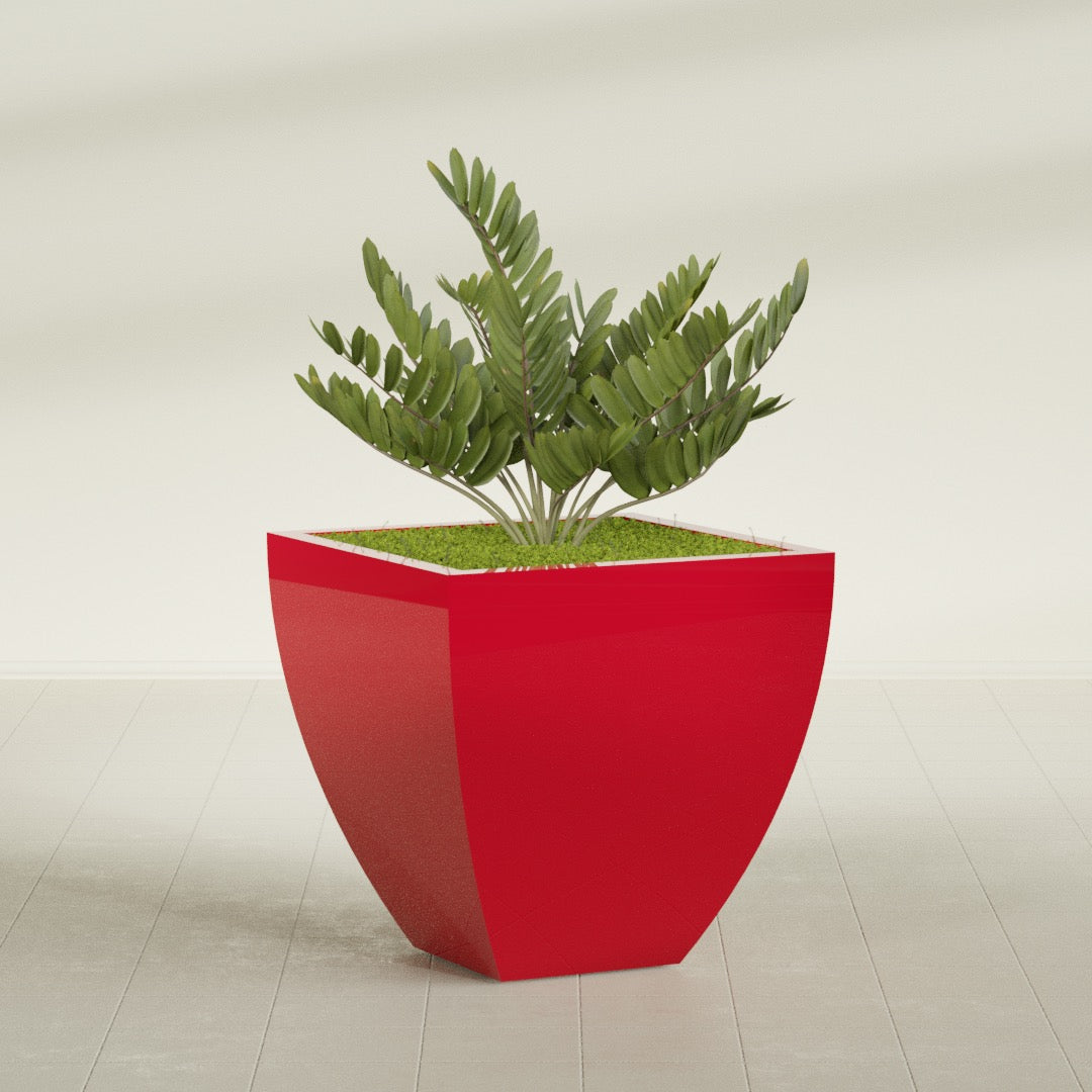 Lima Large Tapered Square Fiberglass Planter - 30 in x 30 in x 30 in - Gloss Red - Gloss Red,30 in x 30 in x 30 in