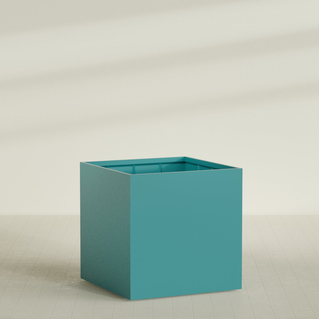Montroy Extra Large Cube Square Fiberglass Planter - 60 in x 60 in x 60 in - Satin Sea Foam - Satin Sea Foam,60 in x 60 in x 60 in