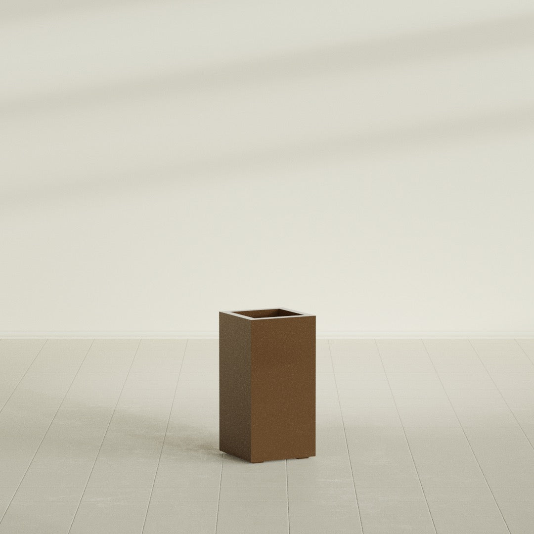 Hollywood Medium Rectangle Fiberglass Planter - 12 in x 12 in x 24 in - Metallic Bronze - Metallic Bronze,12 in x 12 in x 24 in