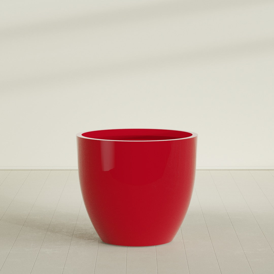 Wannsee Extra Large Round Fiberglass Planter - 50 in x 50 in x 44 in - Gloss Red - Gloss Red,50 in x 50 in x 44 in