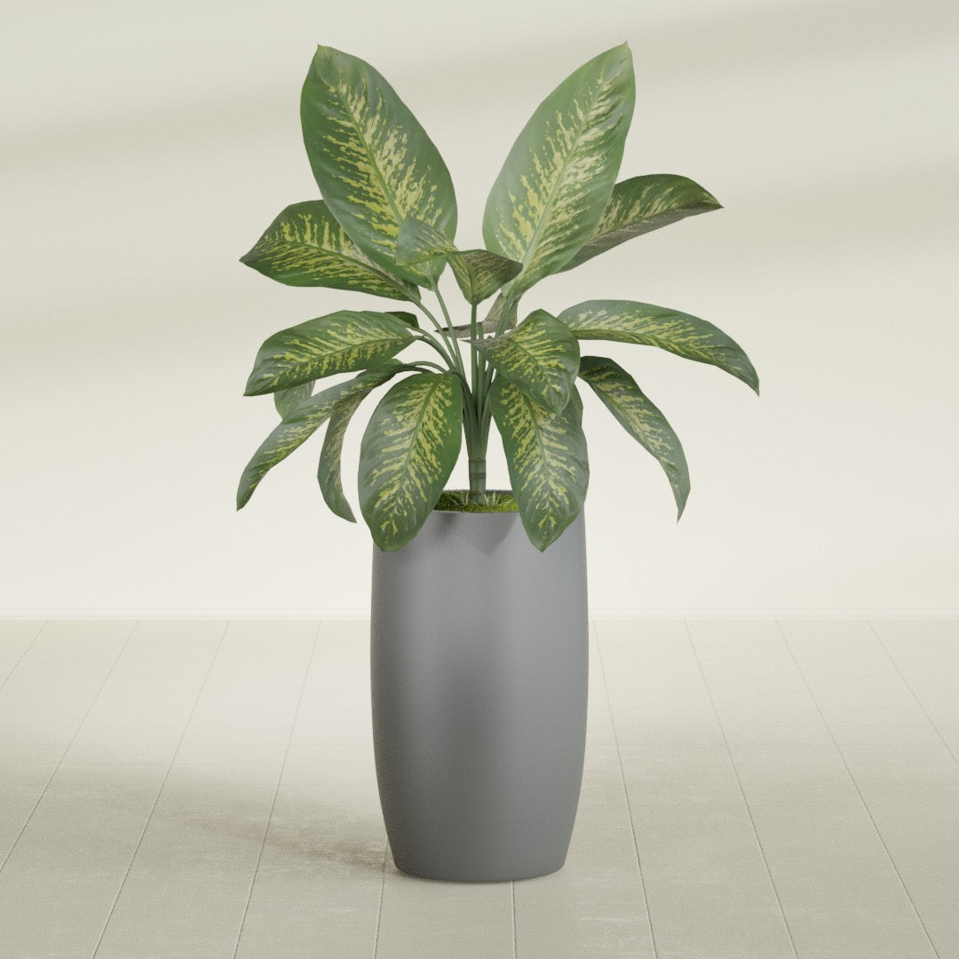 Lisbon Large Round Fiberglass Planter - 18 in x 18 in x 32 in - Metallic Gunmetal - Metallic Gunmetal,18 in x 18 in x 32 in