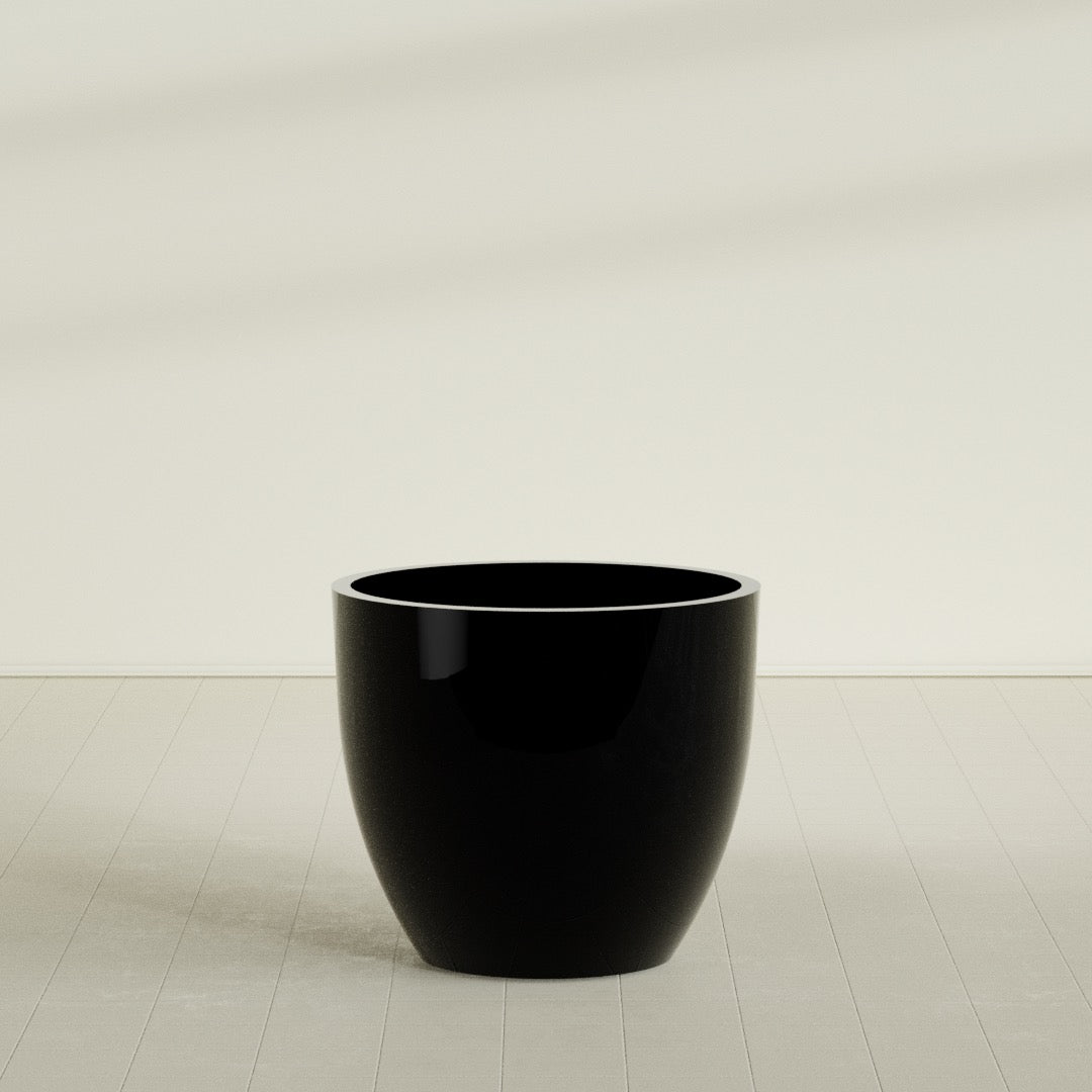 Wannsee Large Round Fiberglass Planter - 44 in x 44 in x 39 in - Gloss Black - Gloss Black,44 in x 44 in x 39 in