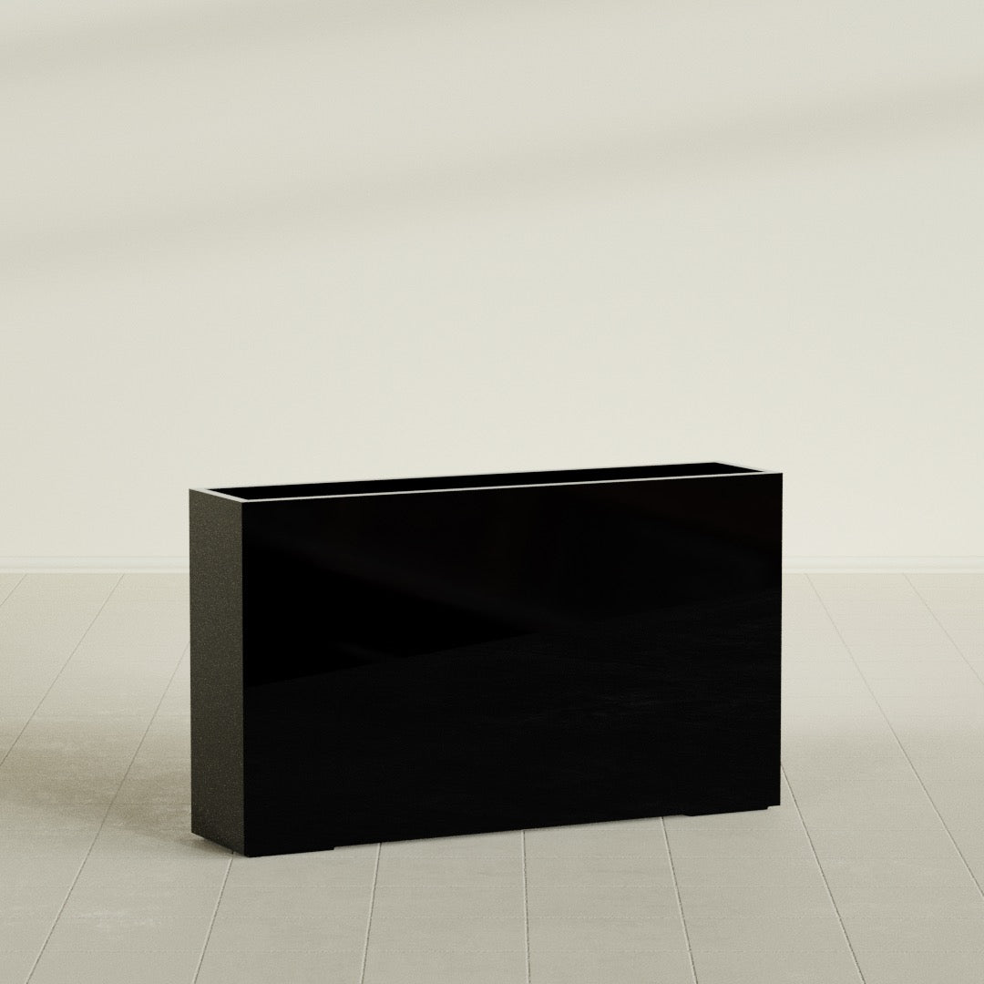 Perth Extra Large Long Rectangle Fiberglass Planter - 72 in x 16 in x 42 in - Gloss Black - Gloss Black,72 in x 16 in x 42 in
