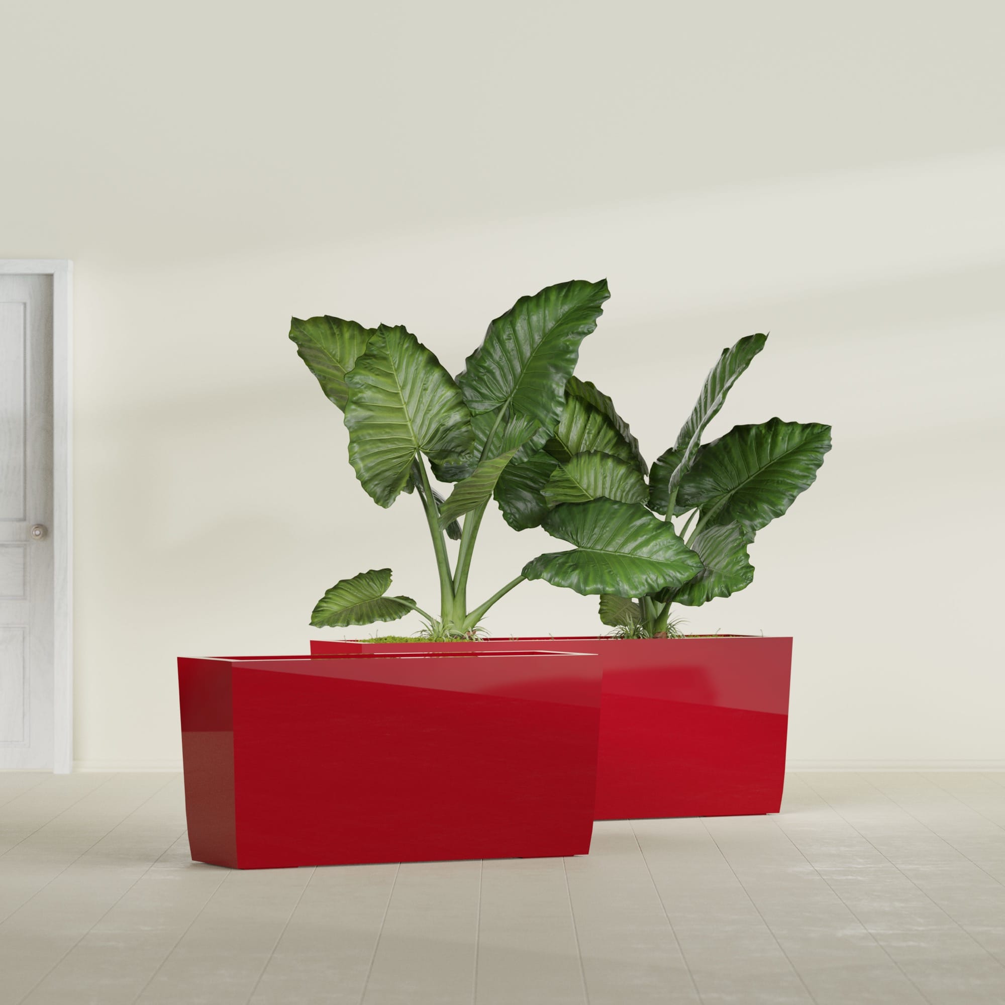 Panama Large Long Rectangle Fiberglass Planter - 36 in x 12 in x 18 in - Gloss Red - Gloss Red,36 in x 12 in x 18 in