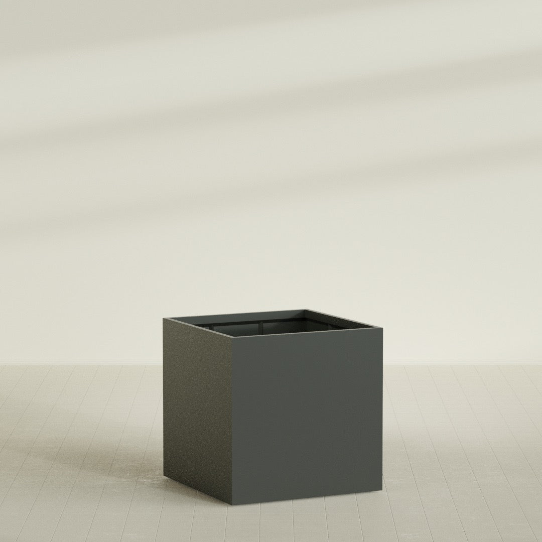 Montroy Extra Large Cube Square Fiberglass Planter - 48 in x 48 in x 48 in - Matte Charcoal - Matte Charcoal,48 in x 48 in x 48 in