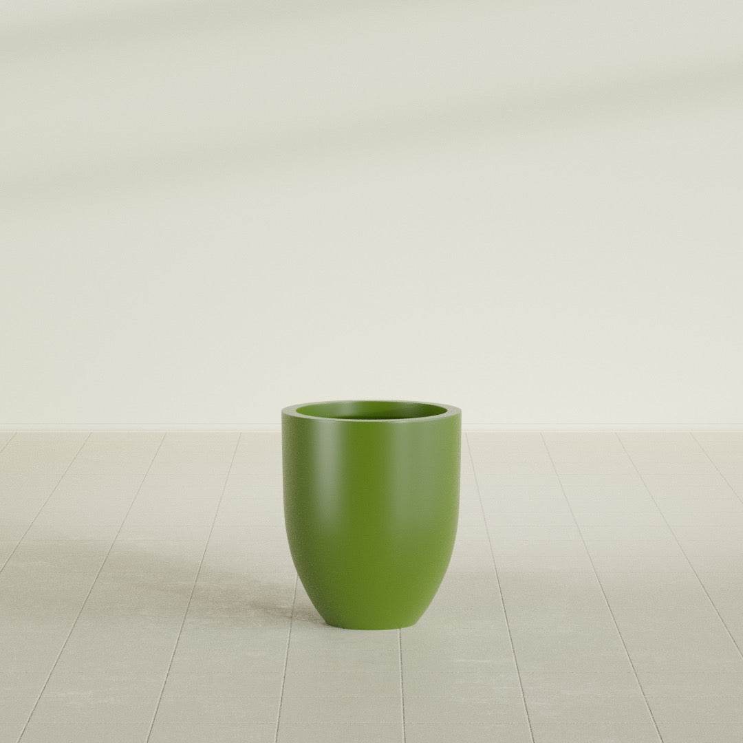 Valencia Small Round Fiberglass Planter - 15 in x 15 in x 18 in - Satin Green - Satin Green,15 in x 15 in x 18 in