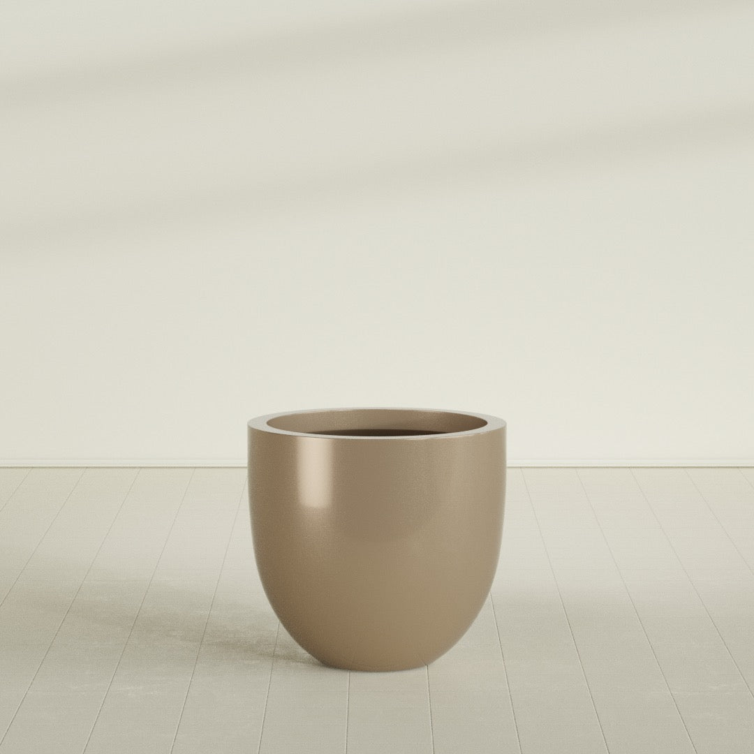 Alzira Large Round Fiberglass Planter - 30 in x 30 in x 28 in - Metallic Gold - Metallic Gold,30 in x 30 in x 28 in