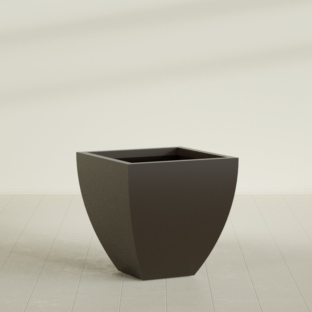 Lima Large Tapered Square Fiberglass Planter - 30 in x 30 in x 30 in - Matte Brown - Matte Brown,30 in x 30 in x 30 in
