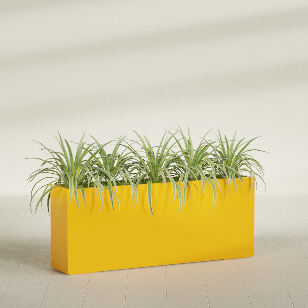 Hollywood Extra Large Narrow Rectangle Fiberglass Planter - 60 in x 12 in x 24 in - Gloss Saffron - Gloss Saffron,60 in x 12 in x 24 in