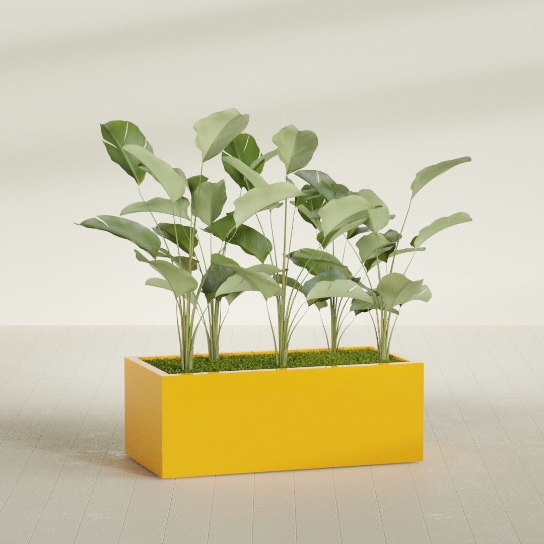 Torino Extra Large Wide Rectangle Fiberglass Planter - 48 in x 24 in x 18 in - Gloss Saffron - Gloss Saffron,48 in x 24 in x 18 in