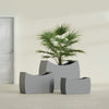 Seoul Large Curved Abstract Fiberglass Planter - 36 in x 16 in x 24 in - Metallic Gunmetal - Metallic Gunmetal,36 in x 16 in x 24 in