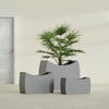 Seoul Large Curved Abstract Fiberglass Planter - 32 in x 12 in x 18 in - Metallic Gunmetal - Metallic Gunmetal,32 in x 12 in x 18 in