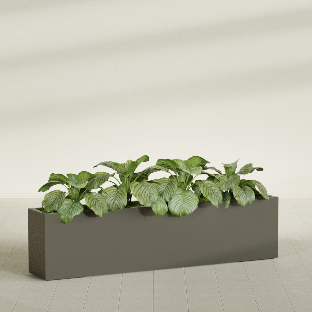Miami Extra Large Narrow Rectangle Fiberglass Planter - 72 in x 12 in x 18 in - Matte Bronze - Matte Bronze,72 in x 12 in x 18 in