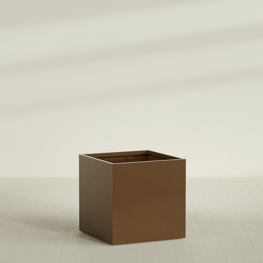 Montroy Extra Large Cube Square Fiberglass Planter - 48 in x 48 in x 48 in - Metallic Bronze - Metallic Bronze,48 in x 48 in x 48 in