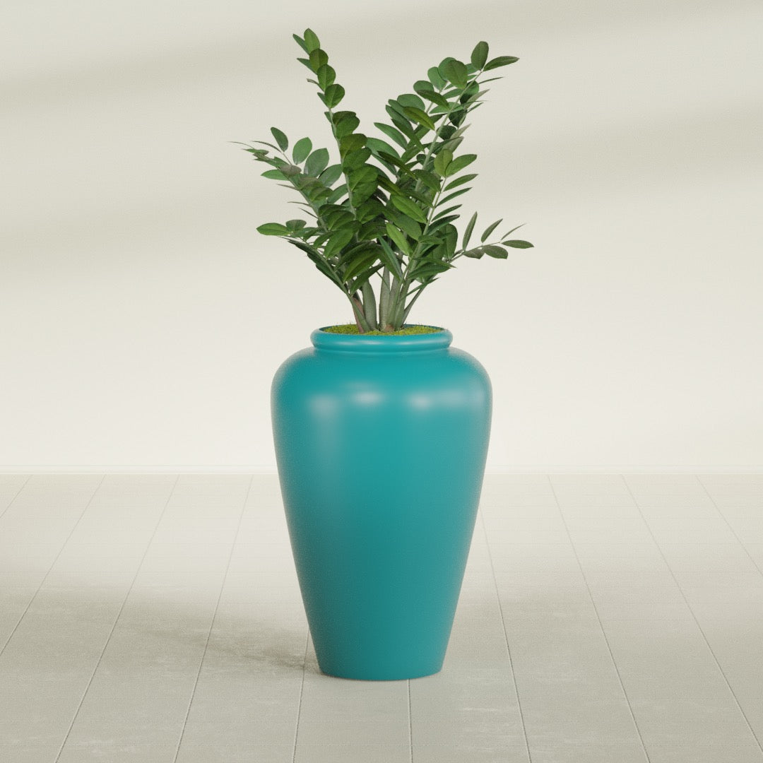 Bara Jar Large Round Fiberglass Planter - 20 in x 20 in x 31 in - Satin Sea Foam - Satin Sea Foam,20 in x 20 in x 32 in