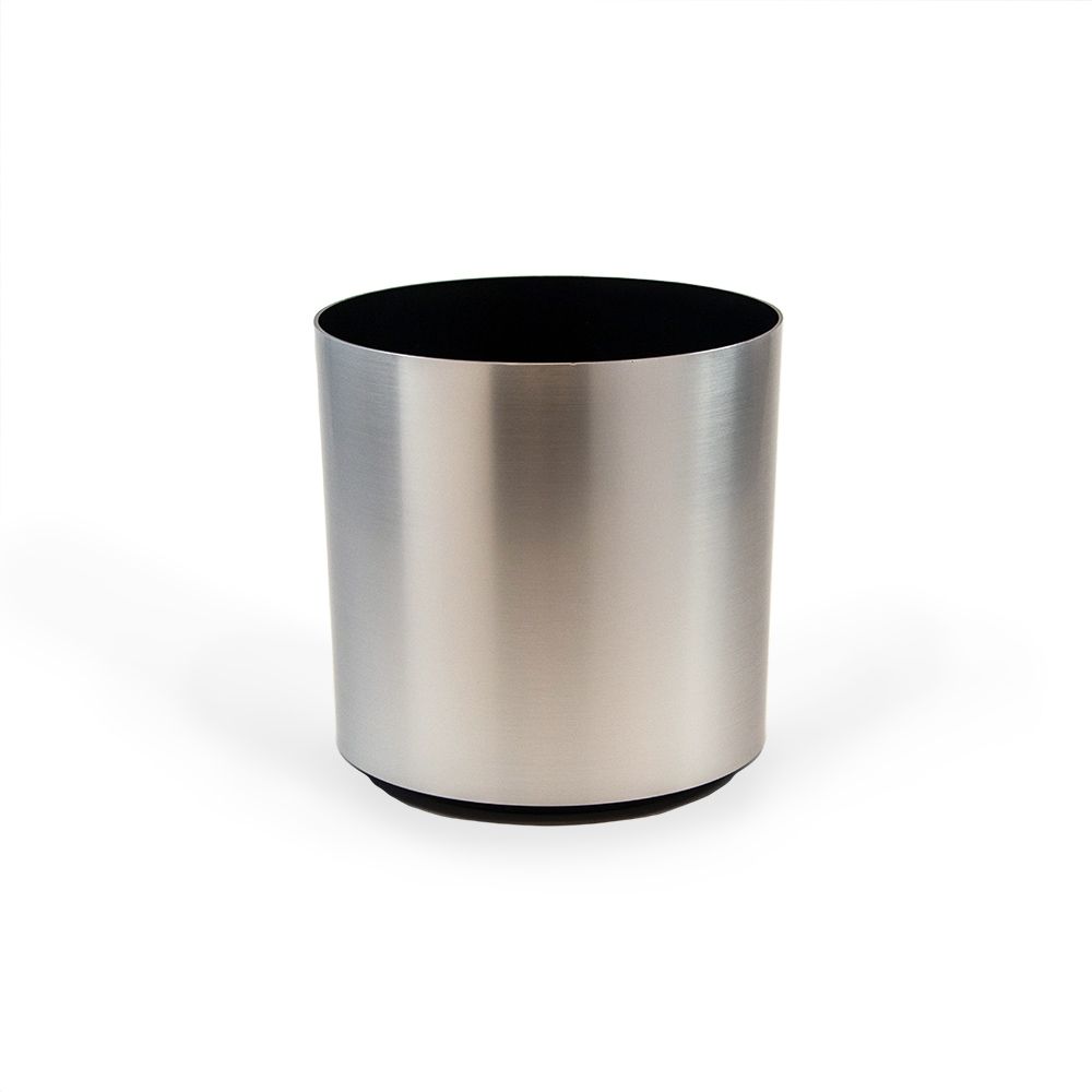 Small Round Metallic Plastic Planter - 12 in x 12 in x 12 in - Brushed Silver - Brushed Silver,12 in x 12 in x 12 in - Brushed Silver,12 in x 12 in x 12 in