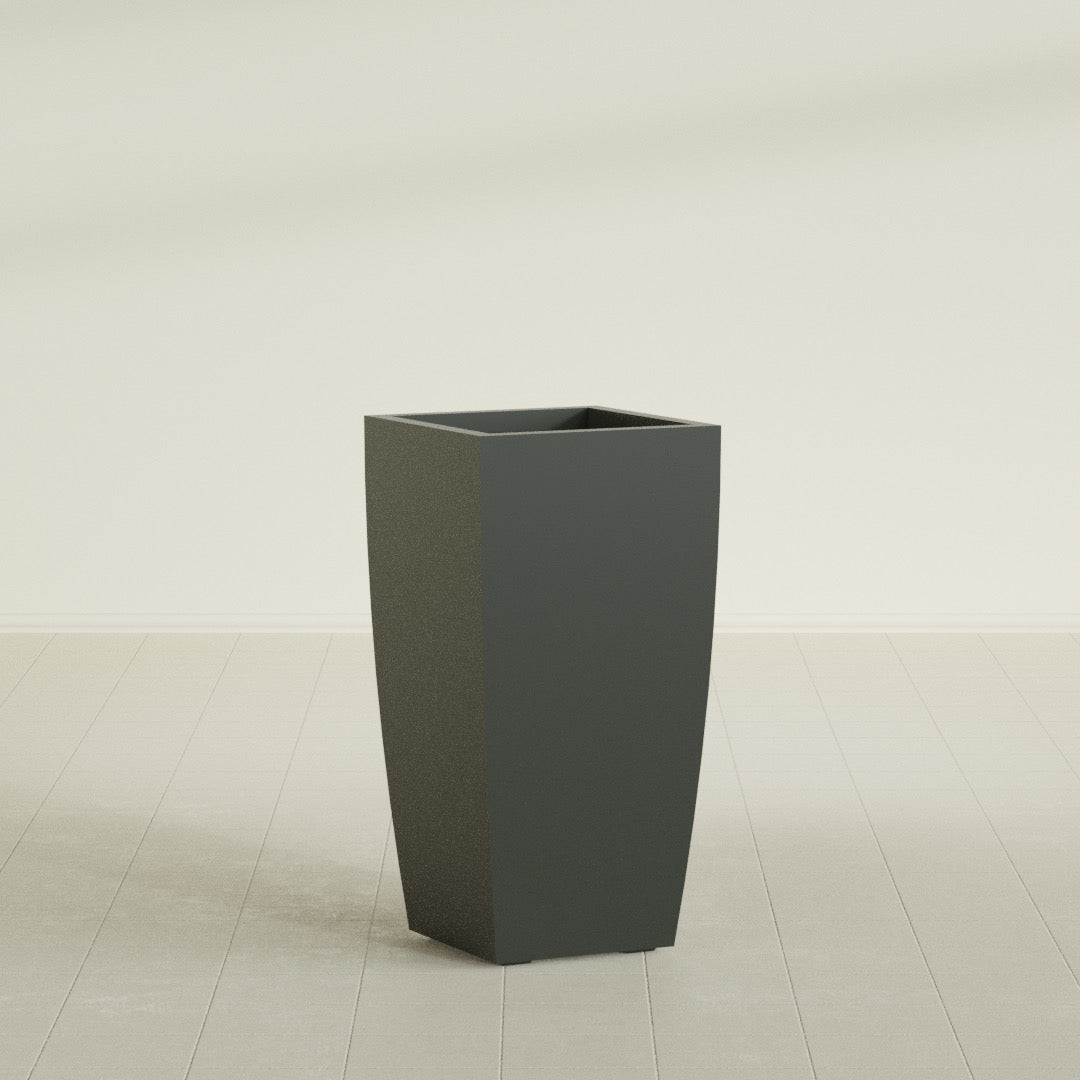 Toulan Large Tall Tapered Square Fiberglass Planter - 18 in x 18 in x 36 in - Matte Charcoal - Matte Charcoal,18 in x 18 in x 36 in