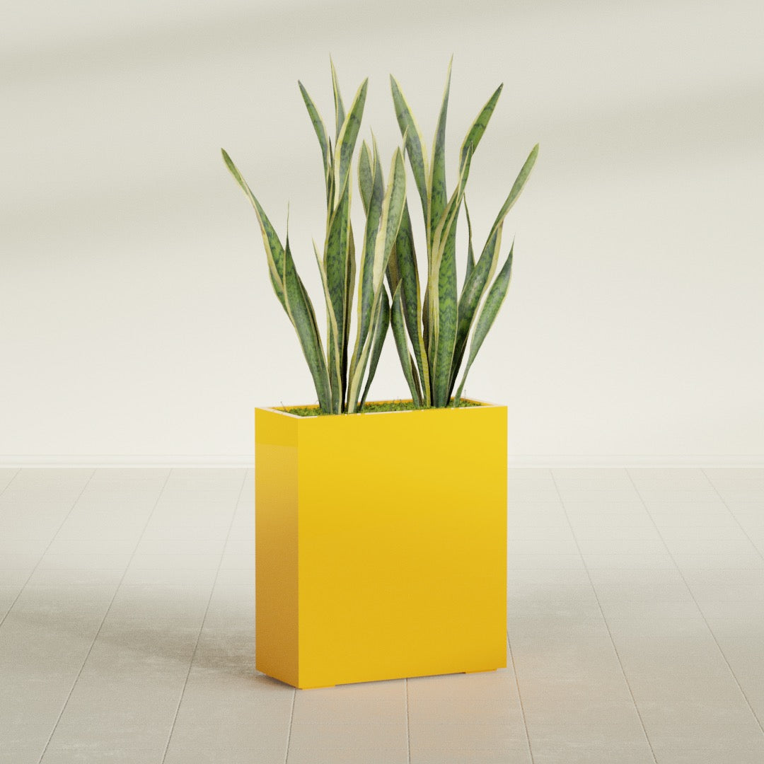 Perth Large Tall Rectangle Fiberglass Planter - 36 in x 16 in x 42 in - Gloss Saffron - Gloss Saffron,36 in x 16 in x 42 in