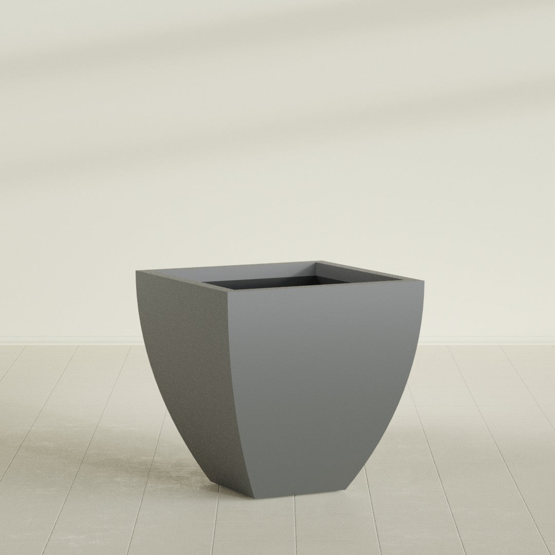 Lima Large Tapered Square Fiberglass Planter - 30 in x 30 in x 30 in - Metallic Gunmetal - Metallic Gunmetal,30 in x 30 in x 30 in