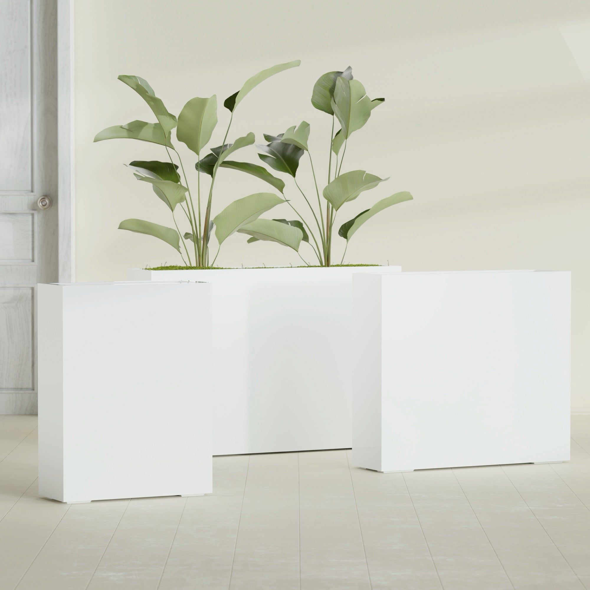 Amesbury Large Narrow Rectangle Fiberglass Planter - 24 in x 10 in x 32 in - Gloss White - Gloss White,24 in x 10 in x 32 in