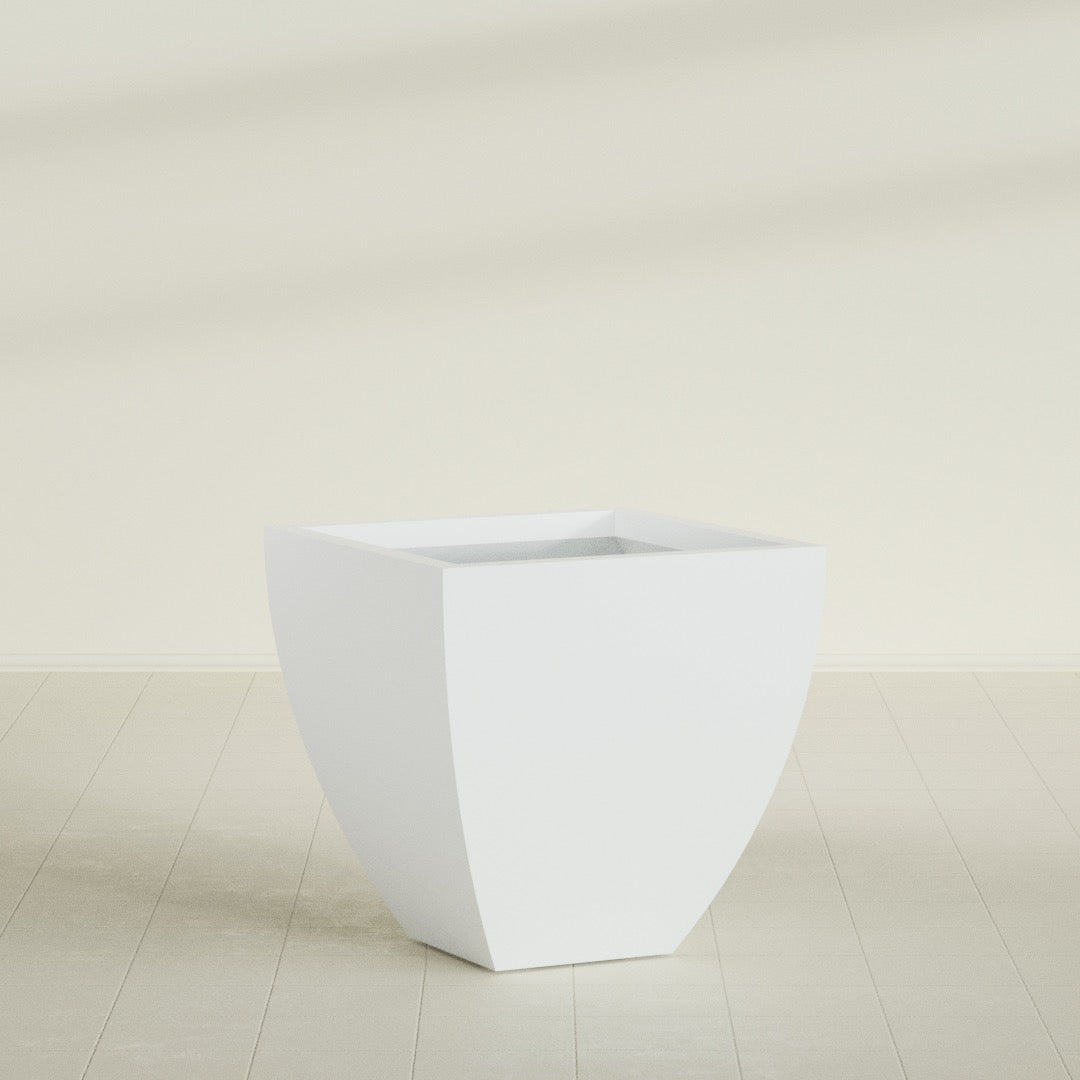 Lima Large Tapered Square Fiberglass Planter - 30 in x 30 in x 30 in - Matte White - Matte White,30 in x 30 in x 30 in
